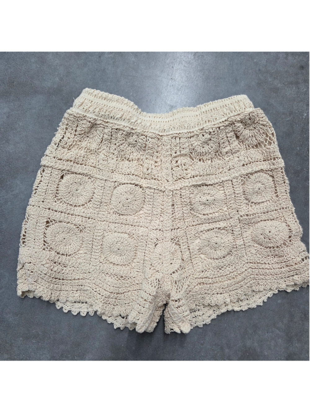 Rebellion Crochet High Waist Shorts - Cream Size S